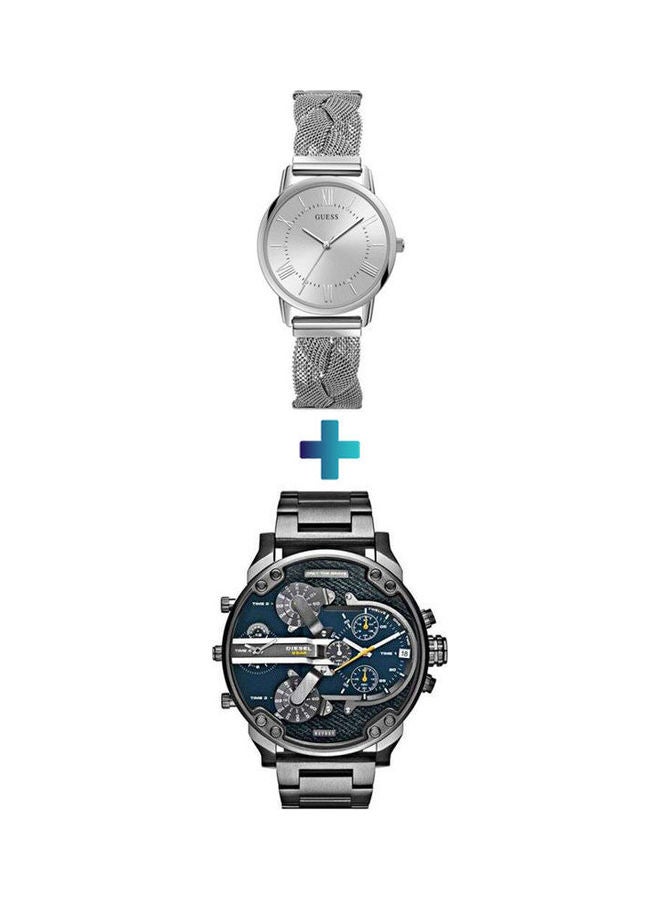 جس Women's Stainless Steel Analog Watch W1143L1 With Daddy 2.0 Chronograph Watch Set DZ7331 - Image 1