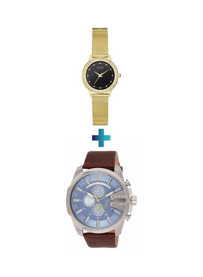 GUESS Women's Chelsea Water Resistant Analog Watch W0647L8 With  Mega Chief Water Resistant Chronograph Watch DZ4281 - Image 1