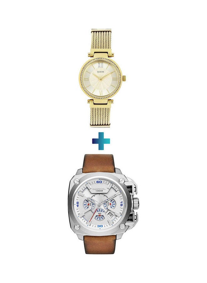 GUESS Women's Water Resistant Analog Watch W0638L2 With  Casual Analog Watch DZ7357 - Image 1