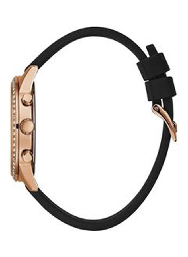 GUESS Women's Round Rubber Chronograph Quartz Wrist Watch With Leather Analog Watch 1791630 Set - Image 3