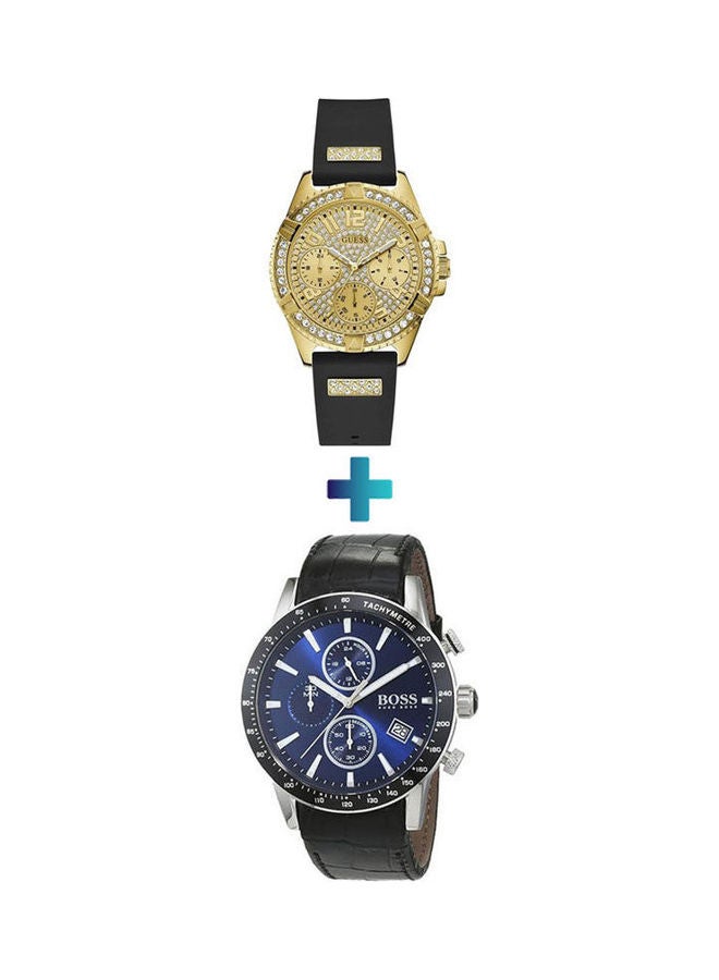 جس Women's Silicone Chronograph Watch W1160L1 With Leather Analog Wtch Set 1513391 - Image 1