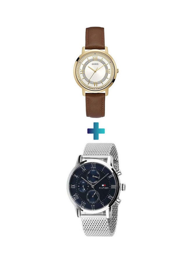 GUESS Women's Analog Quartz Watch W0934L3 With Stainless Steel Chronograph Watch 1791398 Set - Image 1