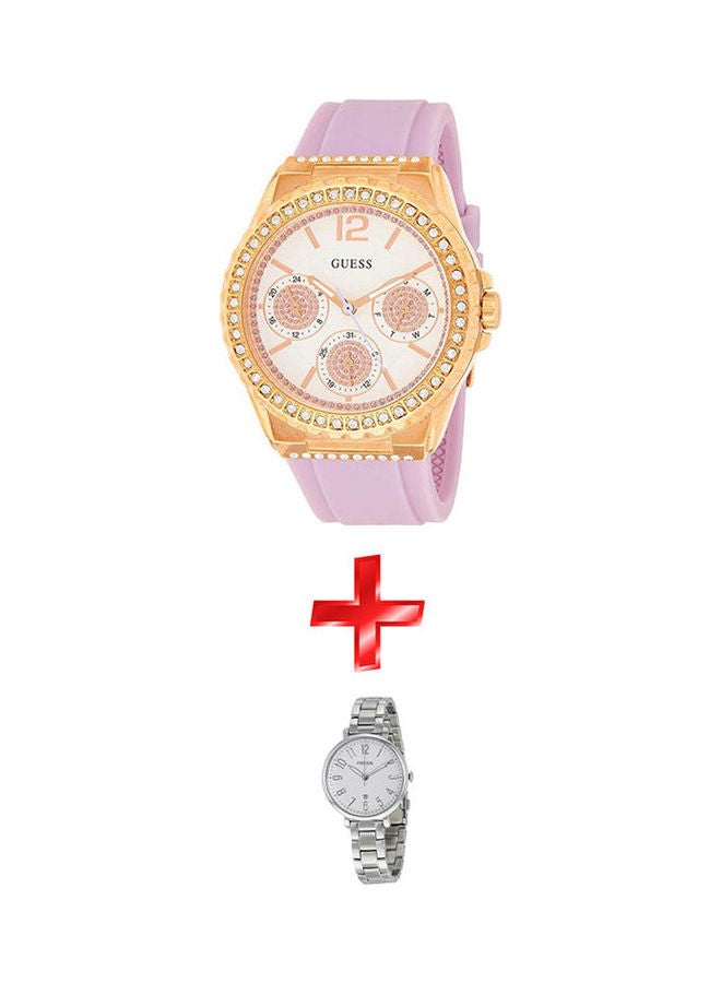 GUESS Women's Water Resistant Analog Watch W0846l6 With Stainless Steel Analog Watch ES3969 - Image 1