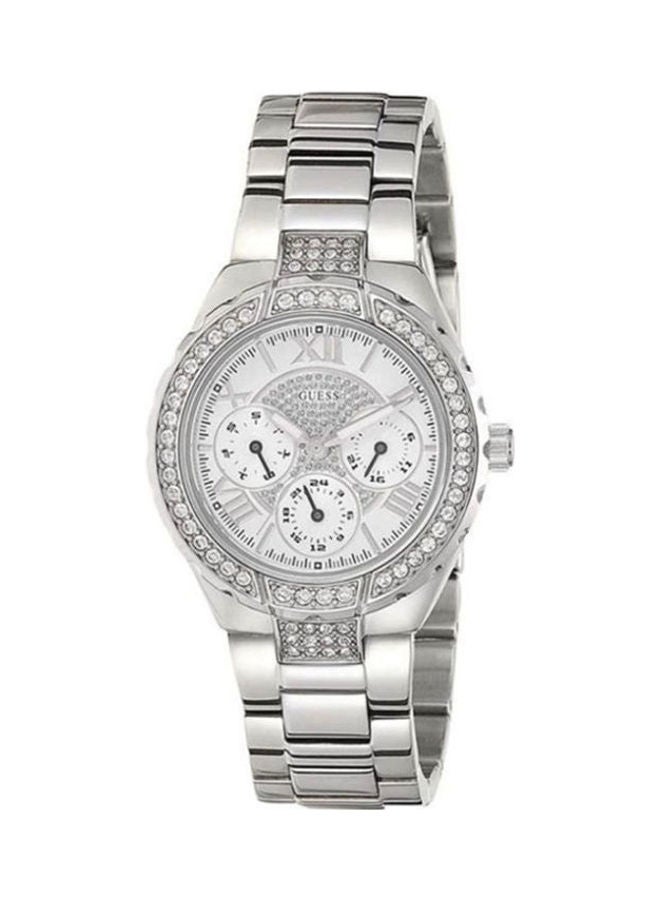 GUESS Women's Water Resistant Stainless Steel Analog Watch W0111L1 With Leather Analog Watch 1791615 - Image 1