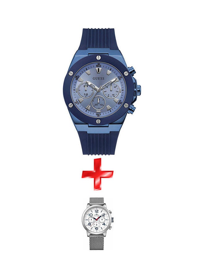 جس Women's Rubber Analog Watch Gw0057G3 With Stainless Steel Chronograph Watch 1791233 Set - Image 1