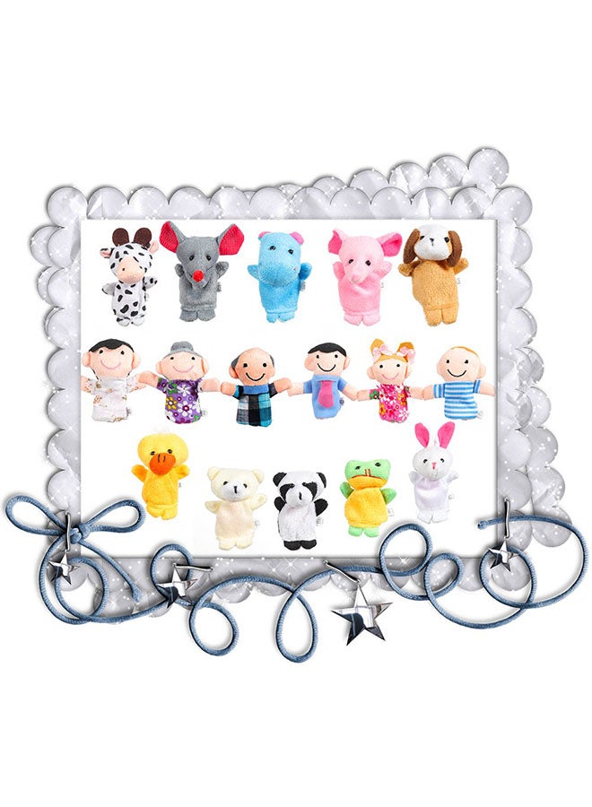 16-Piece Exquisite Handicraft Cartoon Animal Plush Collectible Finger Puppet Toy