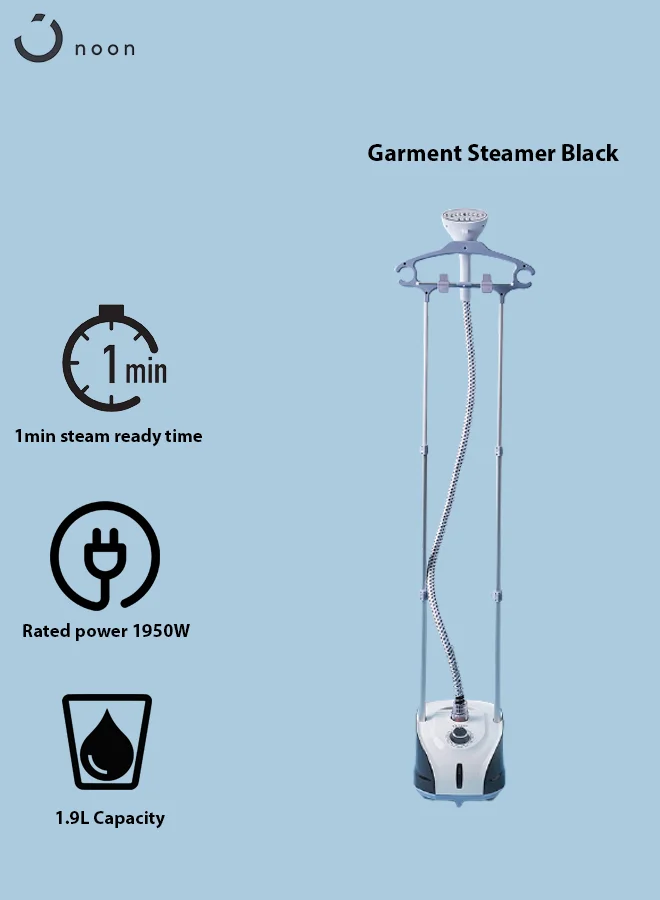 Noon East Freestanding garment_steamer 1.9 L Freestanding Garment Steamer With Quick Steam Fabric Modes And Overheating Protection 1.9 L 1950 W HY - 628 White/Black 1950 W White/Black