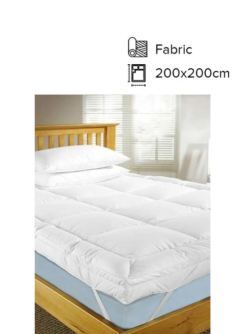 Washable Spill And Stain Resistant Light Weight Mattress Topper Fabric White 200x200cm