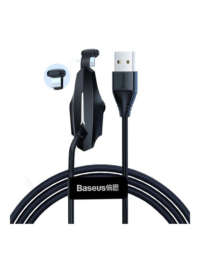 Baseus 2.4A Suction Lightning Charger 90 Degree iPhone Charger Nylon Braided Charging and Syncing Cord Right Angle iPhone Gaming Charger Cable for iPhone 13/12/11/Pro/XS/Max/7/7Plus/X/8/8/iPad (1.2M) Black  - Image 1