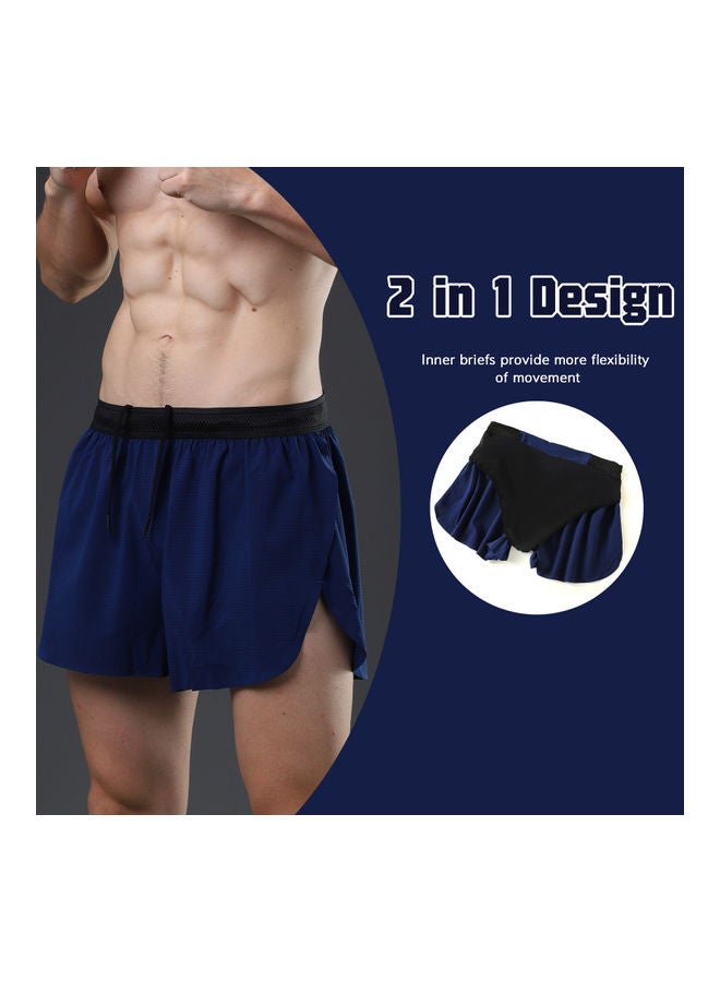 2 in 1 Athletic Zipper Pocket Quick Dry Shorts 3XL - Image 1