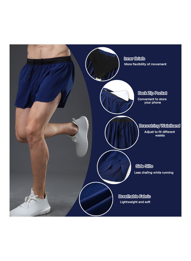 2 in 1 Athletic Zipper Pocket Quick Dry Shorts 3XL - Image 3