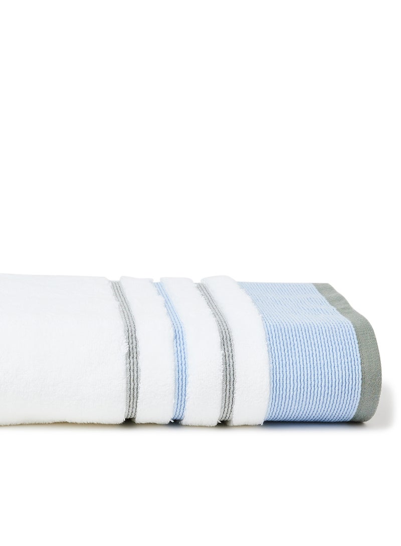 White Rose - Towel Cozy Style Zero Twist Bath  White/Blue 80x160cm White/Blue 80x160cm - Image 1