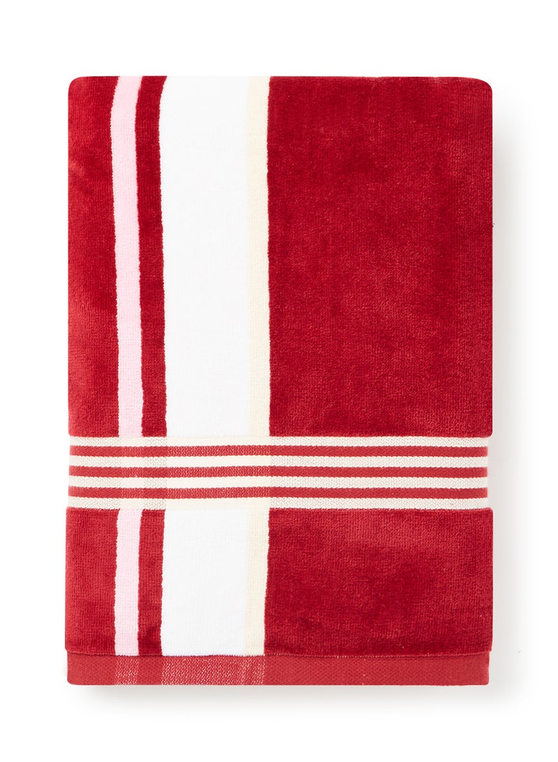 White Rose Towel Yarn Dyed Multi Color Stripe Bath  Maroon 70x140cm Maroon 70x140cm  - Image 2