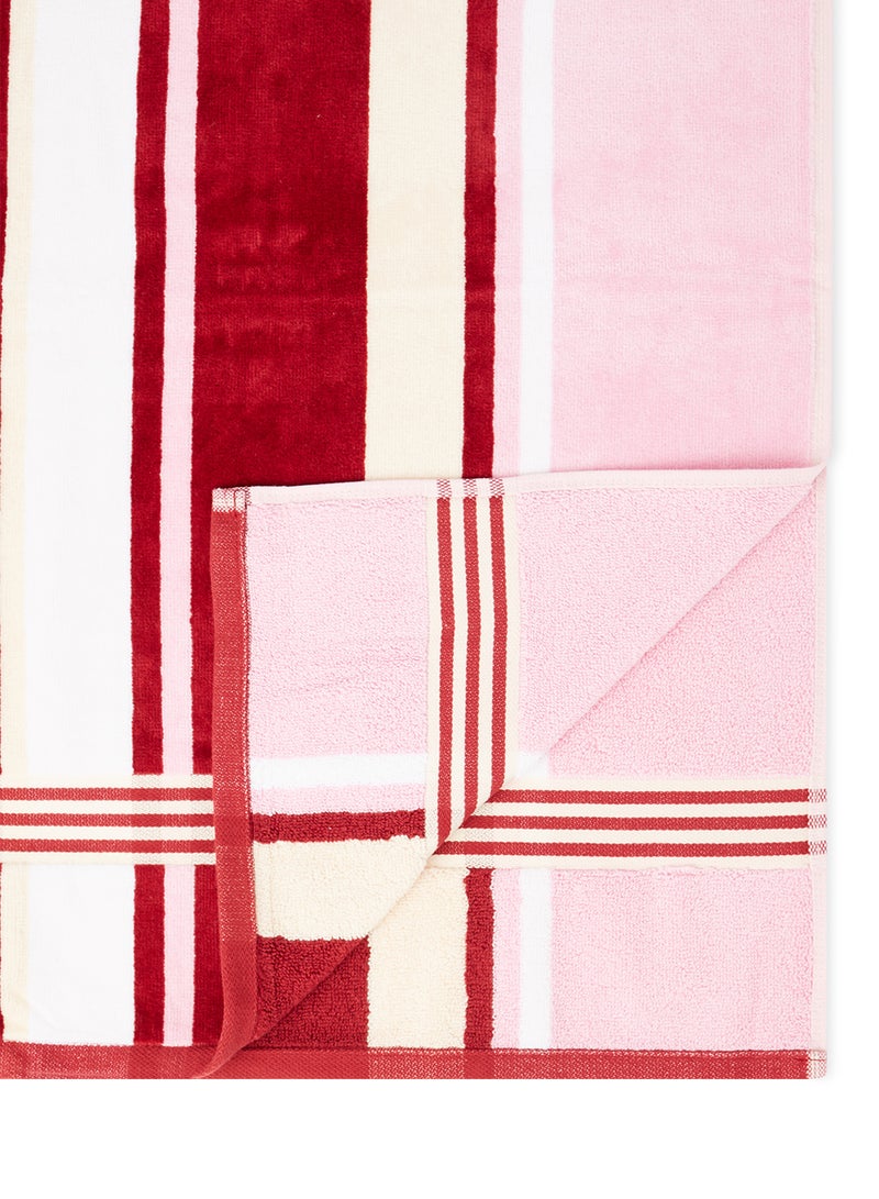 White Rose Towel Yarn Dyed Multi Color Stripe Bath  Maroon 70x140cm Maroon 70x140cm  - Image 4