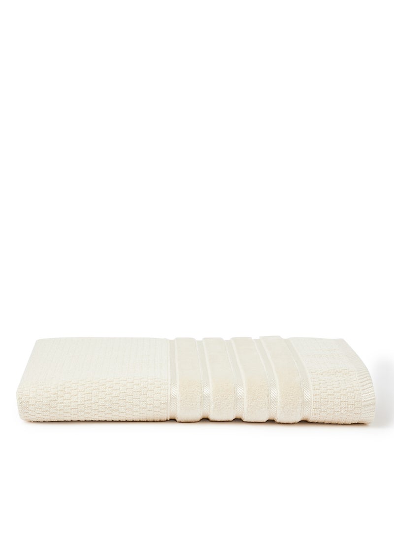 White Rose - Terry Dyed Towel With Viscose Border Cream 70x140cm - Image 1