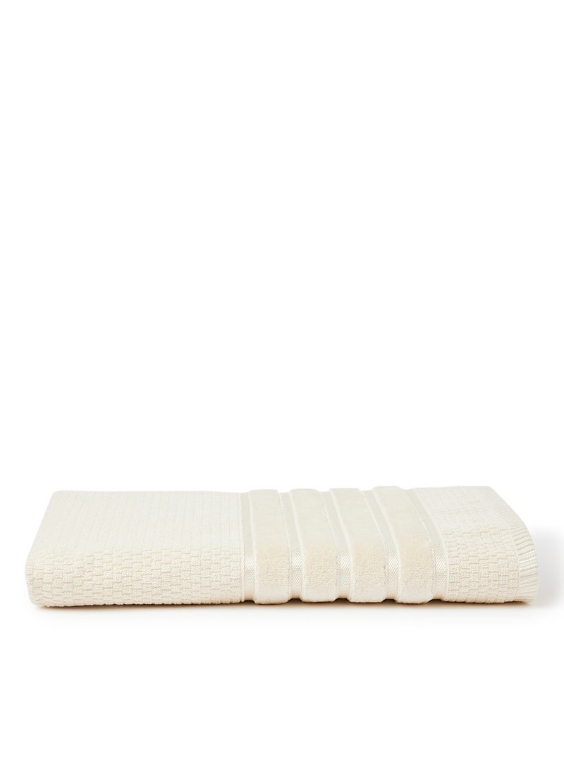 White Rose - Terry Dyed Towel With Viscose Border Cream 70x140cm - Image 1