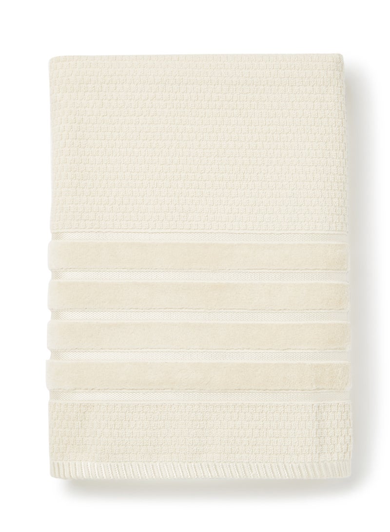 White Rose - Terry Dyed Towel With Viscose Border Cream 70x140cm - Image 1