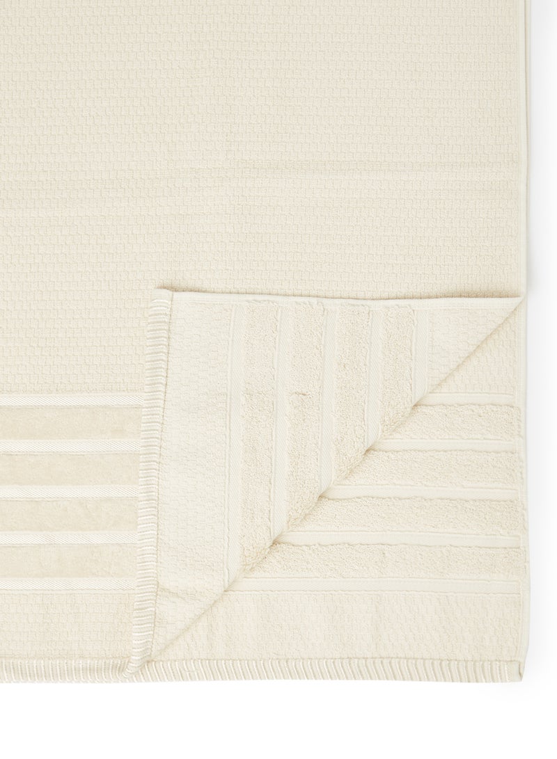White Rose - Terry Dyed Towel With Viscose Border Cream 70x140cm - Image 1