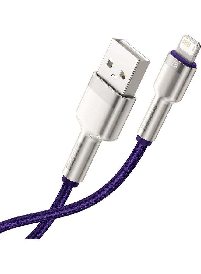 Baseus 2-Meter Cafule Series Metal Data Cable USB To IP 2.4A Purple  - Image 1