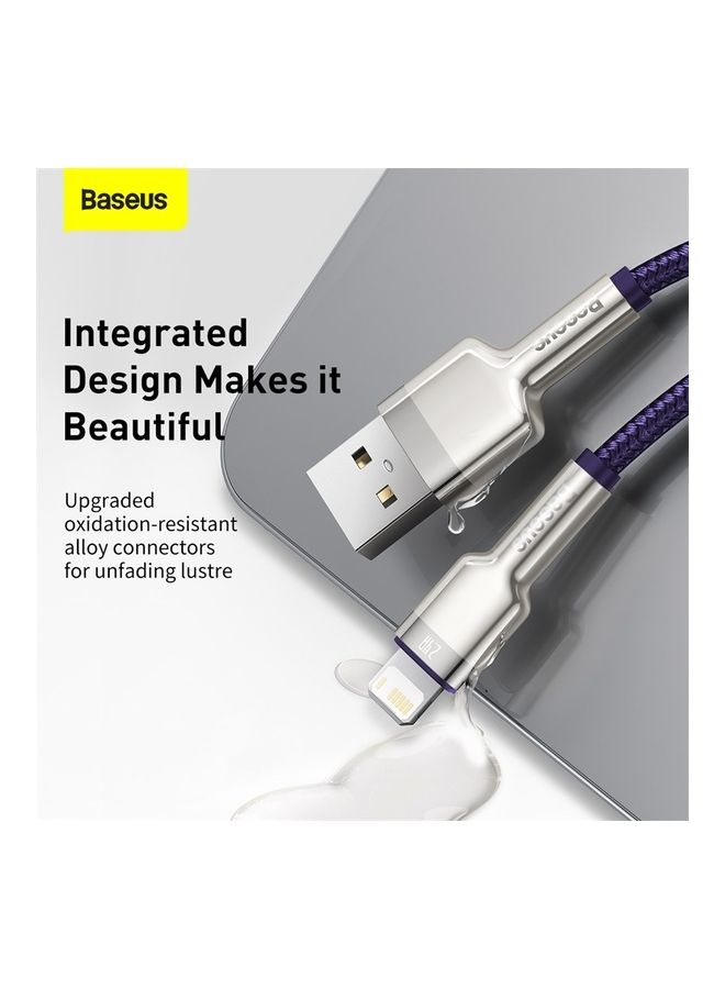 Baseus 2-Meter Cafule Series Metal Data Cable USB To IP 2.4A Purple  - Image 3