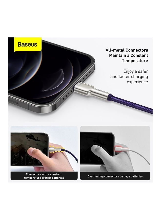 Baseus 2-Meter Cafule Series Metal Data Cable USB To IP 2.4A Purple  - Image 4