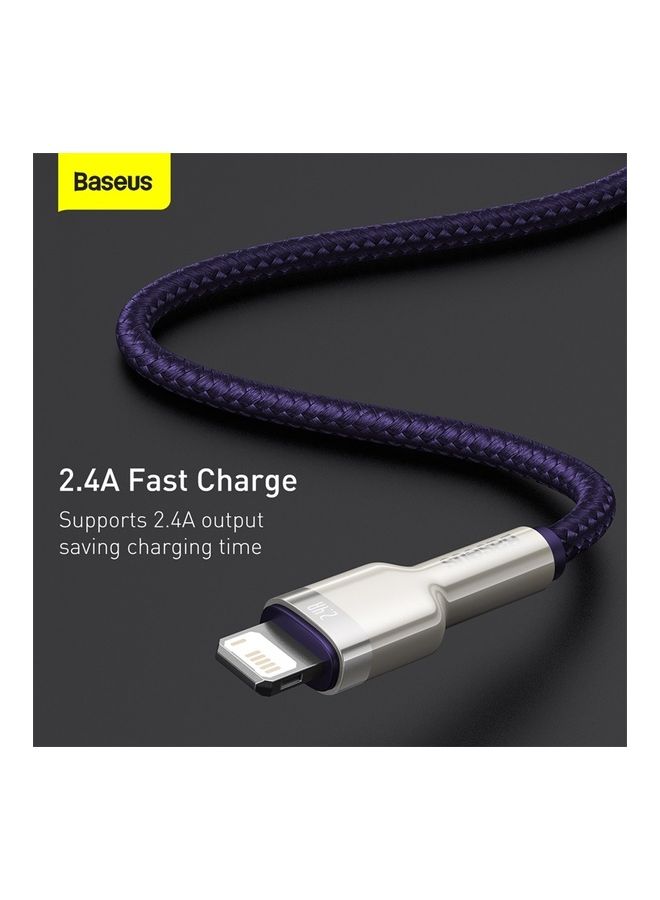Baseus 2-Meter Cafule Series Metal Data Cable USB To IP 2.4A Purple  - Image 5