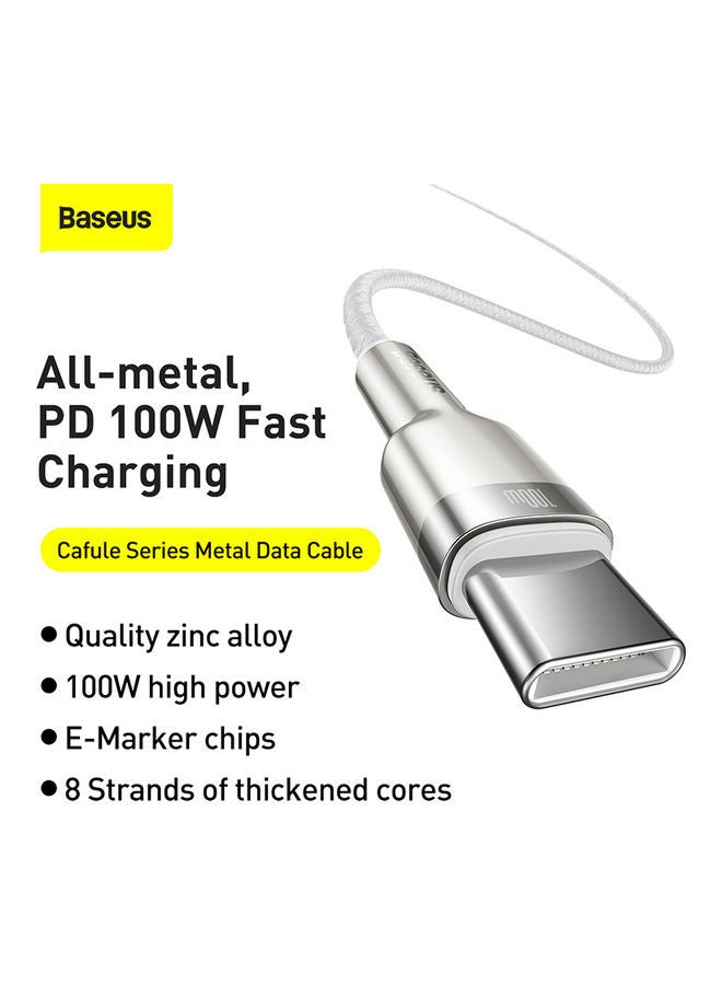 Baseus Type C Cable, 100W USB C to C Fast Charging Cable PD3.0 5A, Braided Nylon Phone Charger USB C Cable for iPhone 15 Pro Max, 15 Plus, iPad mini, MacBook Pro/Air, iPad Pro, Samsung S23+, Huawei P60 1M White  - Image 2