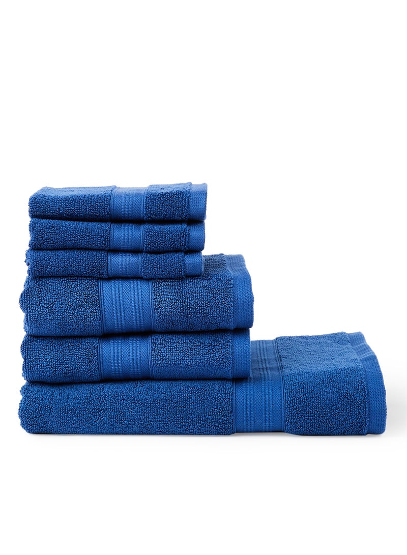 وايت روز طقم مناشف حمام من 6 قطع من القطن أزرق 33x33, 50x90, 70x140سم  - Image 1