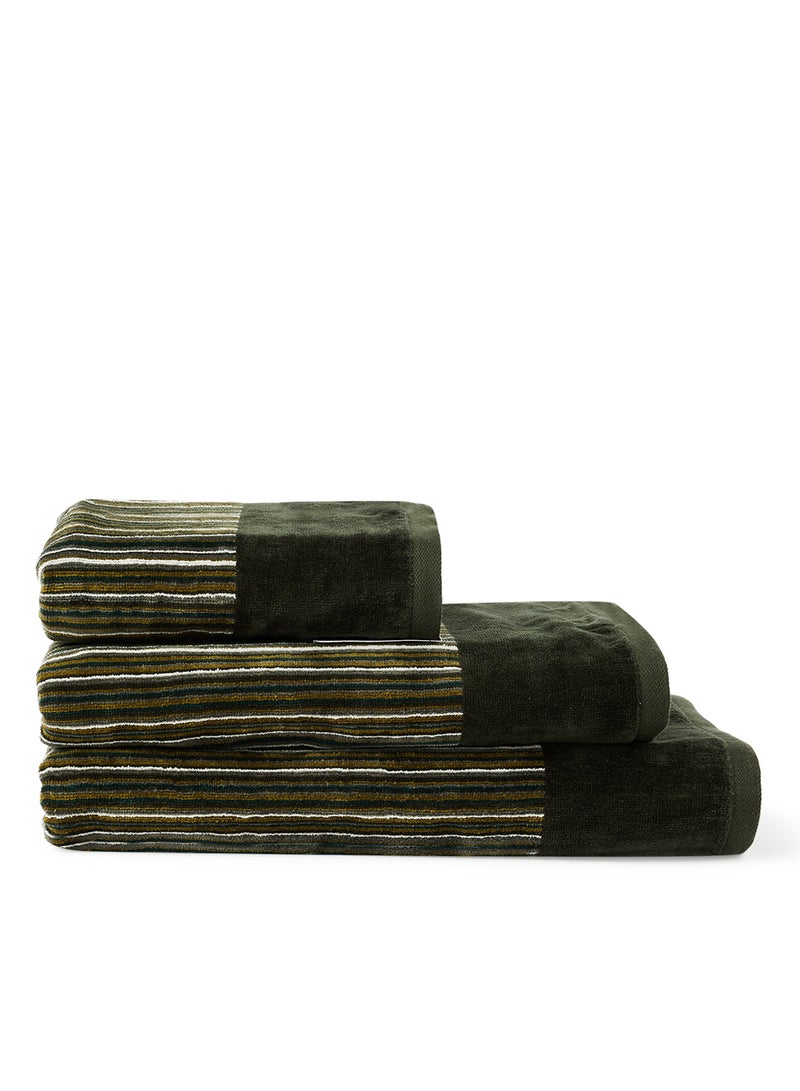 White Rose Towel 3-Piece Yarn Dyed Bath  Dark Green 50x90, 70x140, 80x160cm Dark Green 50x90, 70x140, 80x160cm  - Image 1