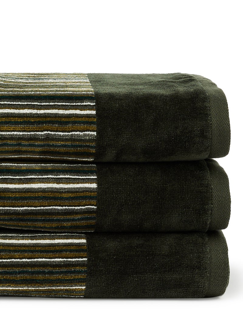 White Rose Towel 3-Piece Yarn Dyed Bath  Dark Green 50x90, 70x140, 80x160cm Dark Green 50x90, 70x140, 80x160cm  - Image 3