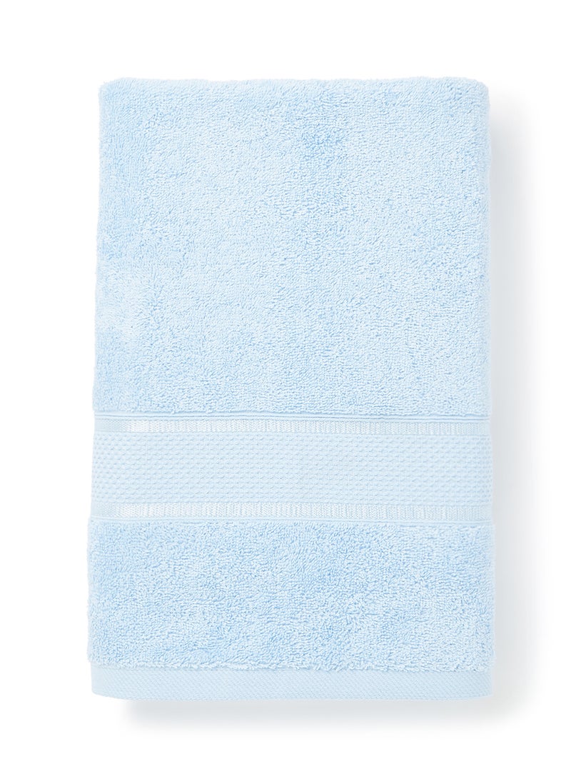 White Rose Towel 100% Cotton Terry Dyed 500 Gsm Ultra Soft Viscose Border Bath  Blue 70x140cm Blue 70x140cm  - Image 2