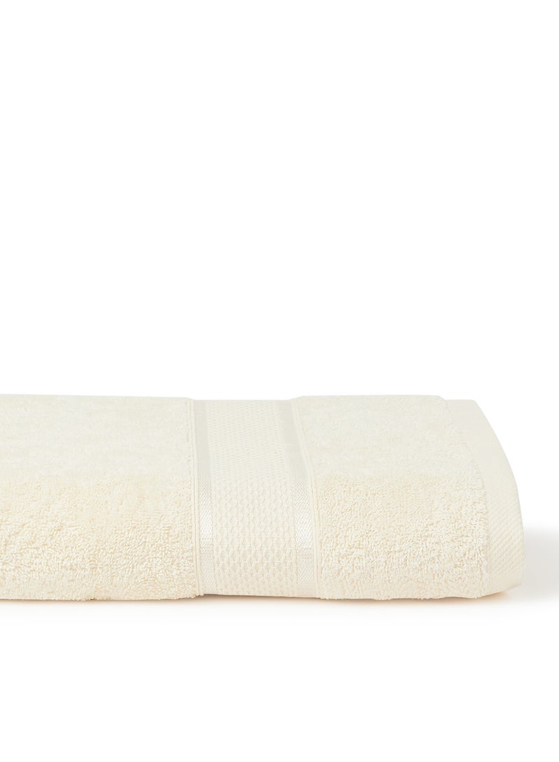 White Rose Towel Terry Dyed Bath  With Viscose Border Cream 70x140cm Cream 70x140cm - Image 3