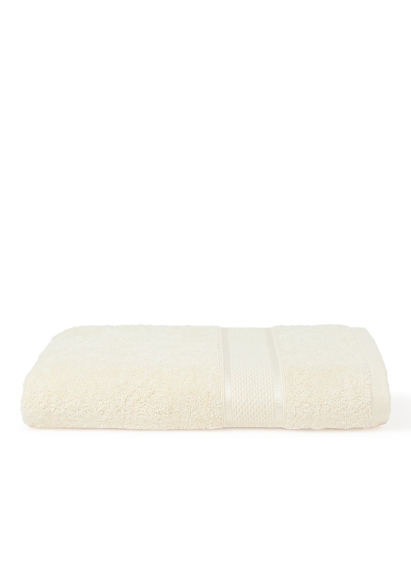 White Rose Towel Terry Dyed Bath  With Viscose Border Cream 70x140cm Cream 70x140cm - Image 1