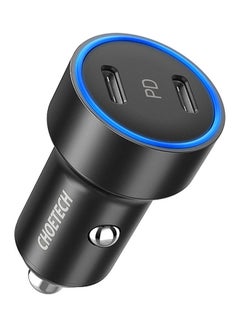 CHOETECH Dual USB-C PD Port Car Charger Black/Blue  - Image 1