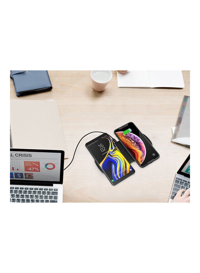 CHOETECH Fast Dual Wireless Charging Stand 10W x 2 Black - Image 2