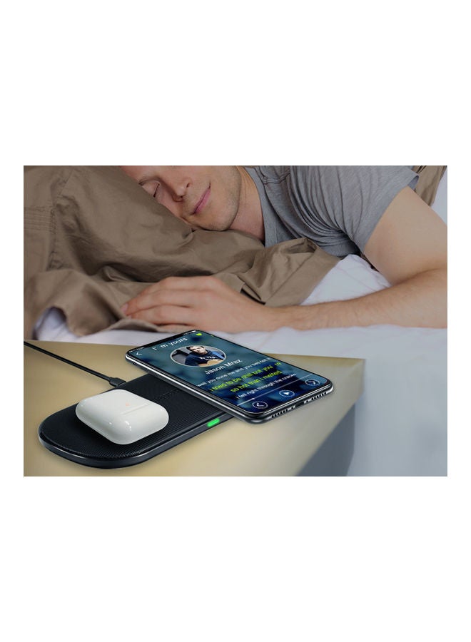 CHOETECH Fast Dual Wireless Charging Stand 10W x 2 Black - Image 3