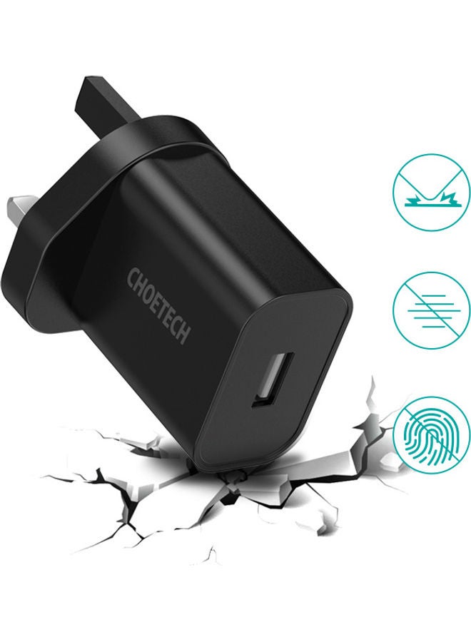 CHOETECH Wall Charger USB A 12W Black - Image 2