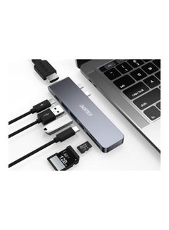 CHOETECH HUB Dual USB C to 7 Ports Grey  - Image 3