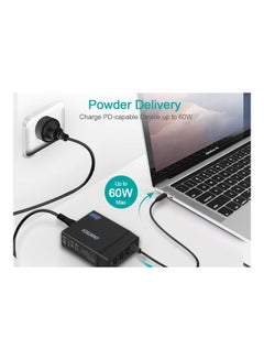 CHOETECH USB C PD And 3 USB A Port 72W Wall Charger Black  - Image 3
