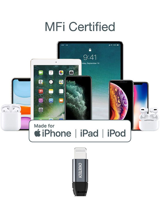 CHOETECH 1.2-Meter USB C To Lightning MFI Cable Black  - Image 2