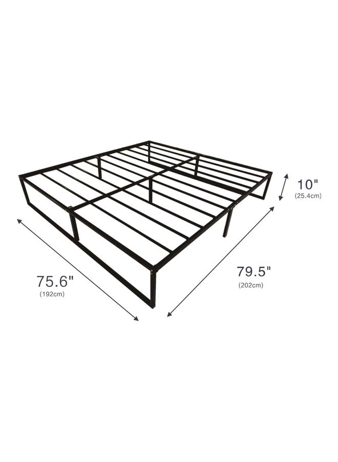إطار سرير معدني مقاس 10 بوصة مع دعامة من الصلب وكريم أساس للفراش أسود 79.5 x 75.5 x 10بوصة - v1636717934/N51827804A_4