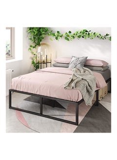 PanaX 10 Inch Metal Platform Bed Frame with Steel Slat Support and Mattress Foundation Black 79.5 x 75.5 x 14inch  - Image 1