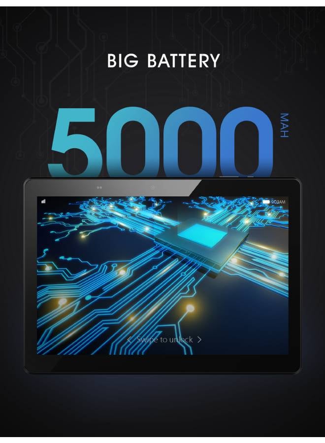 جي تاب - تابلت P2000 بشاشة مقاس 10.1 بوصة وذاكرة داخلية سعة 16 جيجابايت وذاكرة رام سعة 1 جيجابايت ويدعم تقنية الواي فاي وتقنية 3G، لون أسود مع غطاء للوحة المفاتيح يعمل بالبلوتوث - Image 1