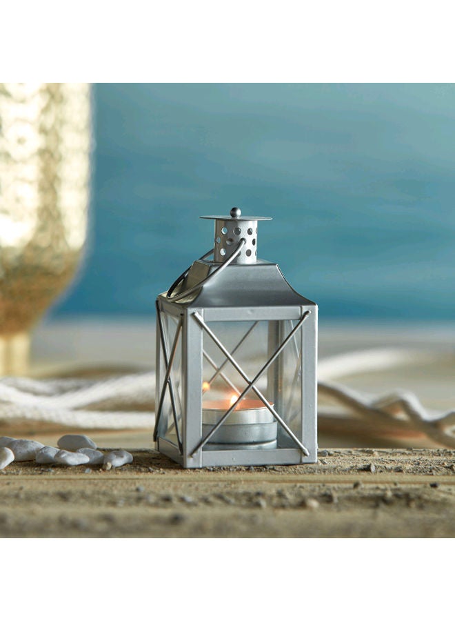 Aaron Metal Lantern Silver 12x6x6cm - Image 1