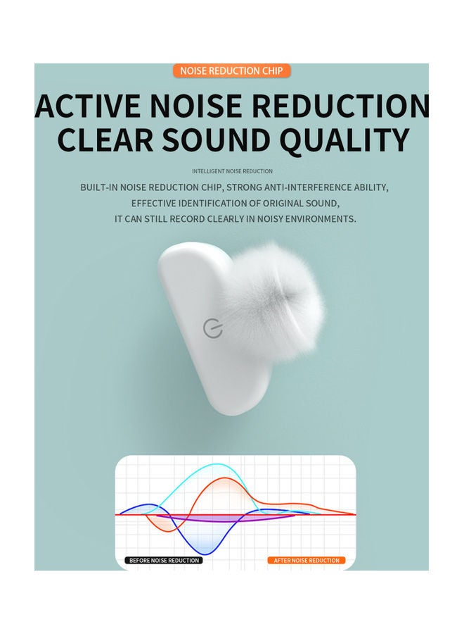 Mini Wireless Lavalier Microphone White - Image 3