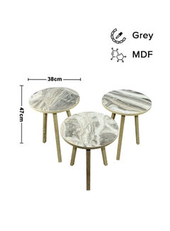 Living 3 Piece Coffee Table Set Grey 38x38x47cm  - Image 1
