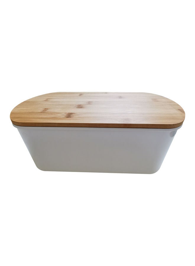 Bread Box With Flat Cutting Board Lid White 34x22.5x13cm