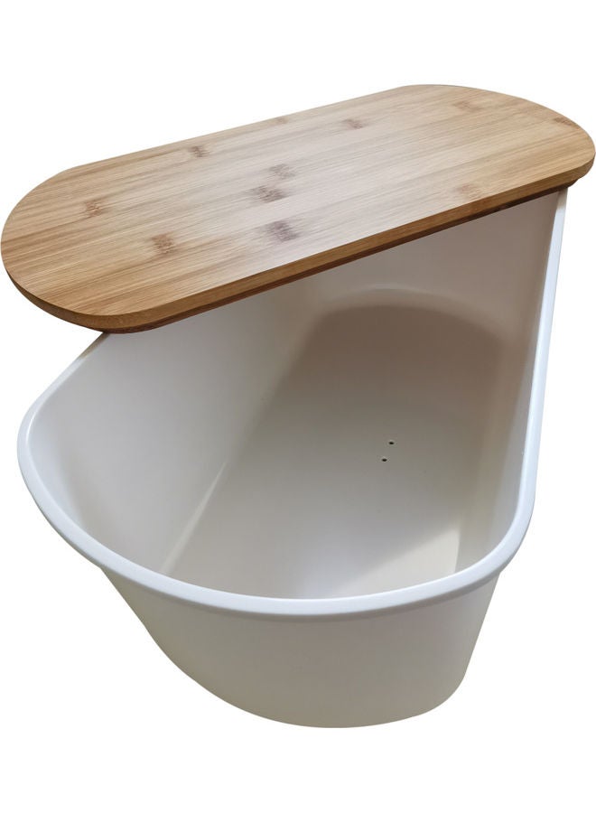 Bread Box With Flat Cutting Board Lid White 34x22.5x13cm
