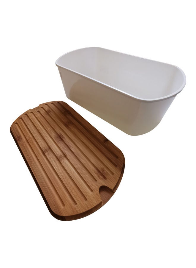 Bread Box With Flat Cutting Board Lid White 34x22.5x13cm