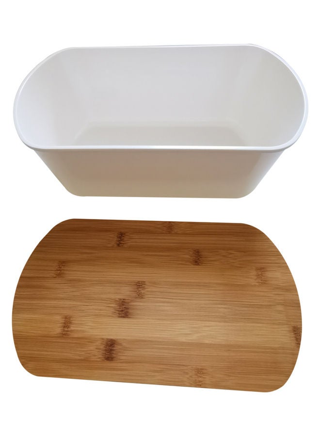 Bread Box With Flat Cutting Board Lid White 34x22.5x13cm